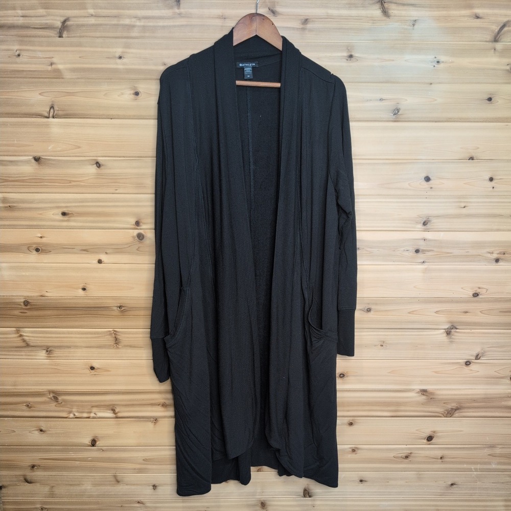 Athleta Pranayama Restore Wrap Black Longline Cardigan 2X 982377-01